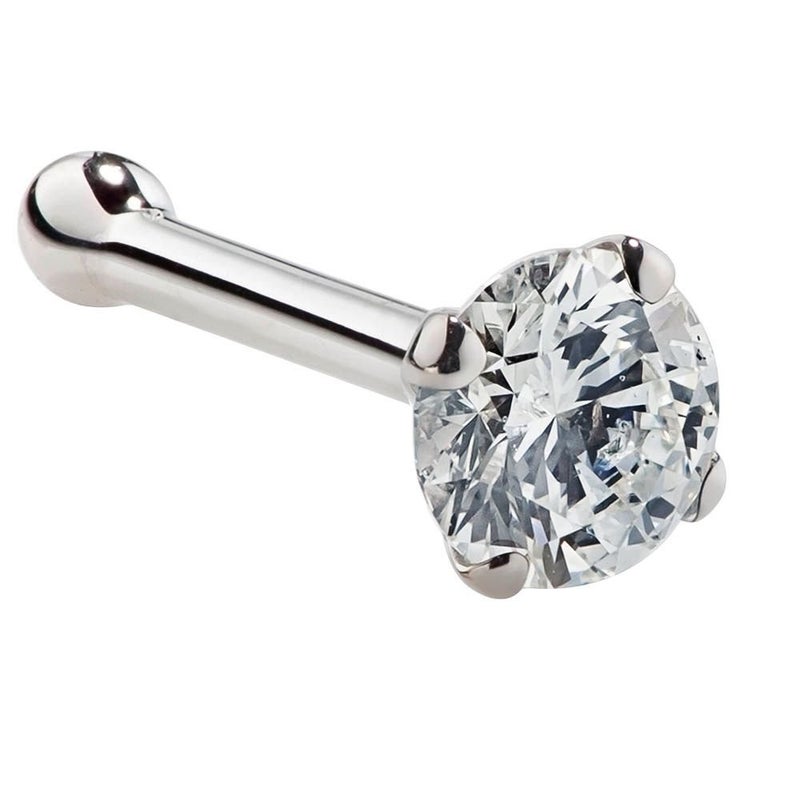 FreshTrends Cubic Zirconia Nose Jewelry | 14K White Gold & Real Gold Nose Rings - Image 1